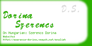 dorina szerencs business card